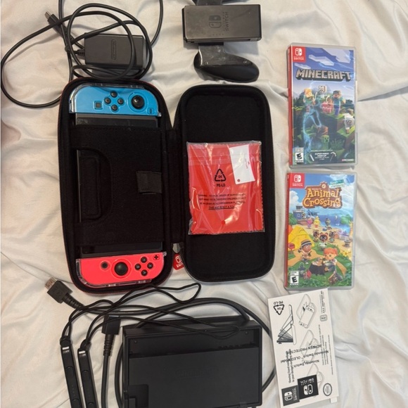 Nintendo Switch with Neon Blue and Red Joy-Con